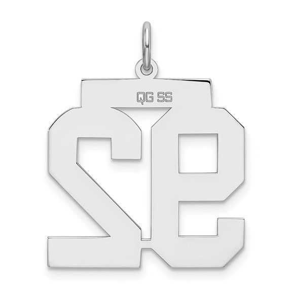 Sterling Silver/Rhodium-plated Satin Number 92 Charm - Picture 4 of 4